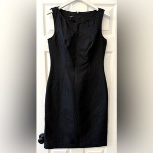 TALBOTS Black Textured, Sleeveless Sheath Dress with Notched V Neck - Size 4